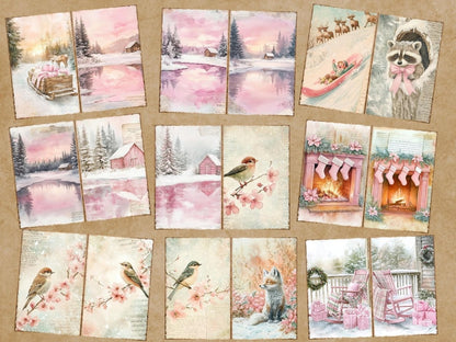 Pink Christmas Journal Pages (P4) Christmas Ephemera - Wonders Artist