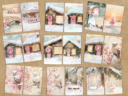 Pink Christmas Journal Pages (P5) Christmas Ephemera - Wonders Artist