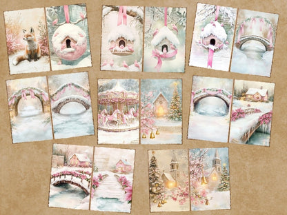 Pink Christmas Journal Pages (P5) Christmas Ephemera - Wonders Artist