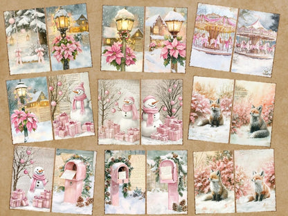 Pink Christmas Journal Pages (P5) Christmas Ephemera - Wonders Artist