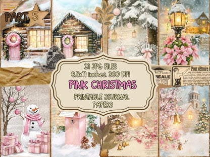 Pink Christmas Journal Pages (P5) Christmas Ephemera - Wonders Artist