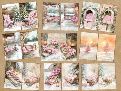 Pink Christmas Journal Pages (P6) Christmas Ephemera - Wonders Artist