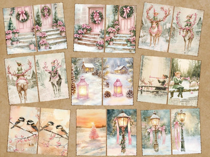 Pink Christmas Journal Pages (P6) Christmas Ephemera - Wonders Artist