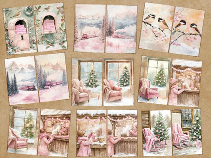 Pink Christmas Journal Pages (P6) Christmas Ephemera - Wonders Artist