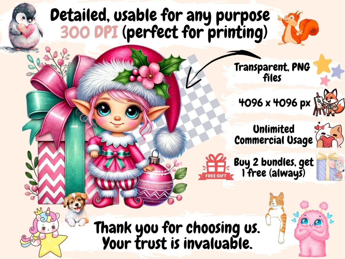 Pink Christmas (P1) Clipart christmas pink art - Wonders Artist