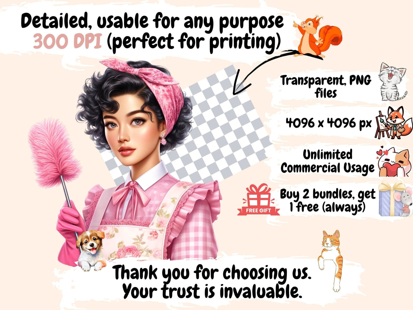 Pink Cleaning Clipart - High - Quality Instant Digital Download for Creative Projects