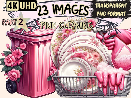 Pink Cleaning (P2) Clipart - High - Quality Instant Digital Download for Creative Projects