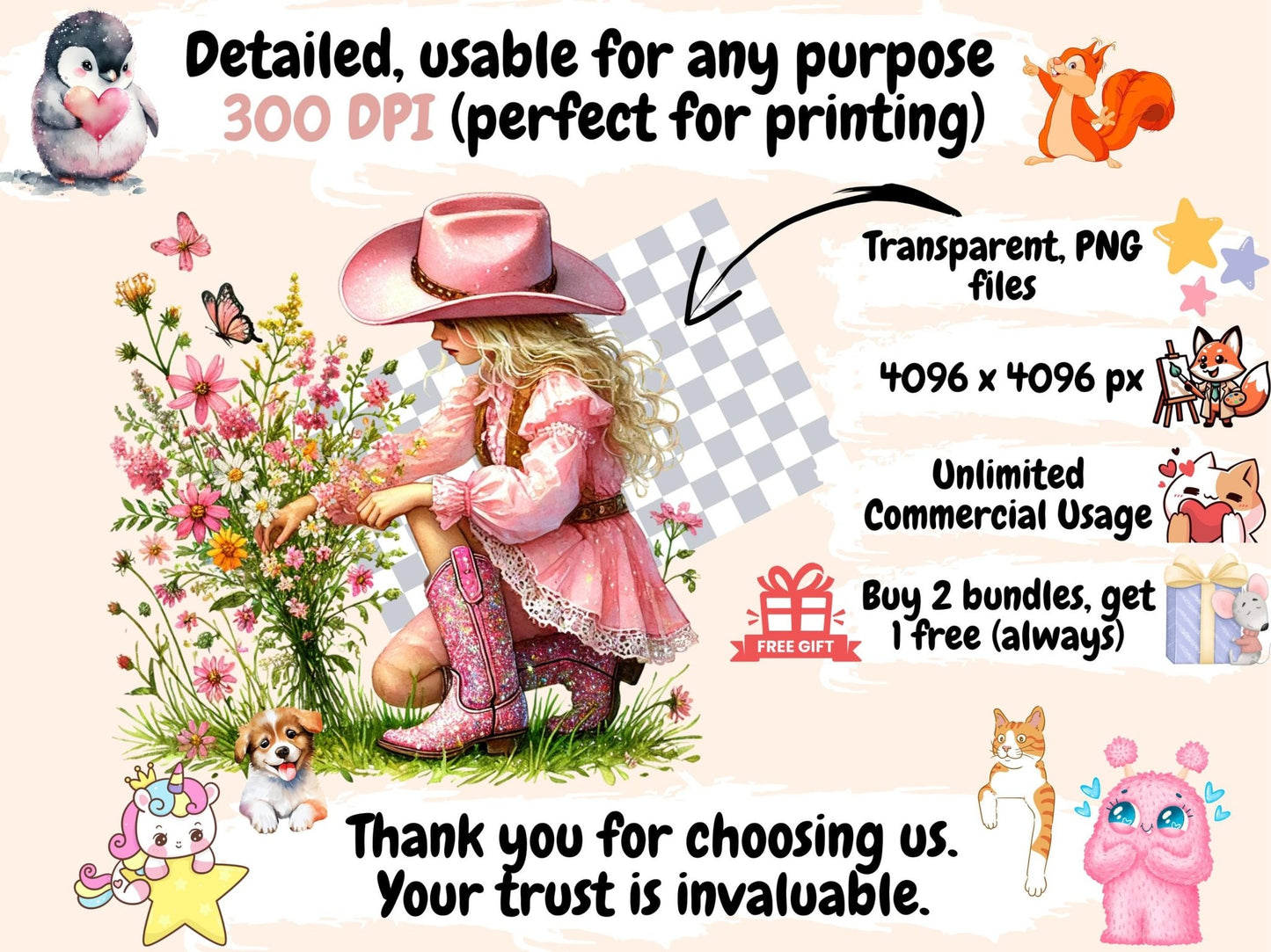 Pink Cowgirls (P2) Clipart - High - Quality Instant Digital Download for Creative Projects