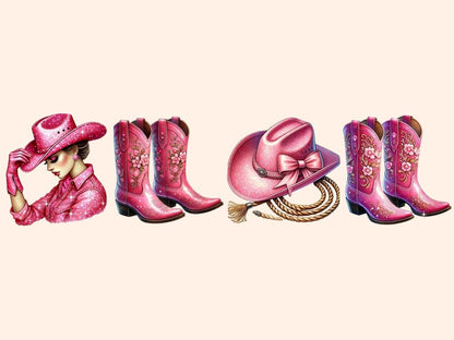Pink Cowgirls (P4) Clipart Cowgirl Graphics - Wonders Artist