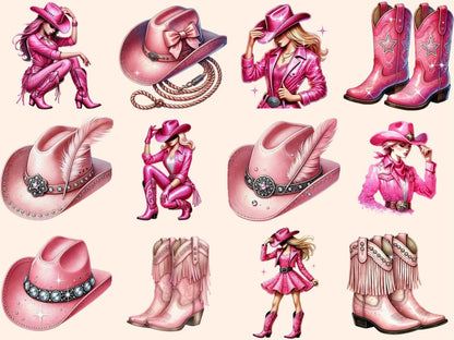 Pink Cowgirls (P4) Clipart Cowgirl Graphics - Wonders Artist
