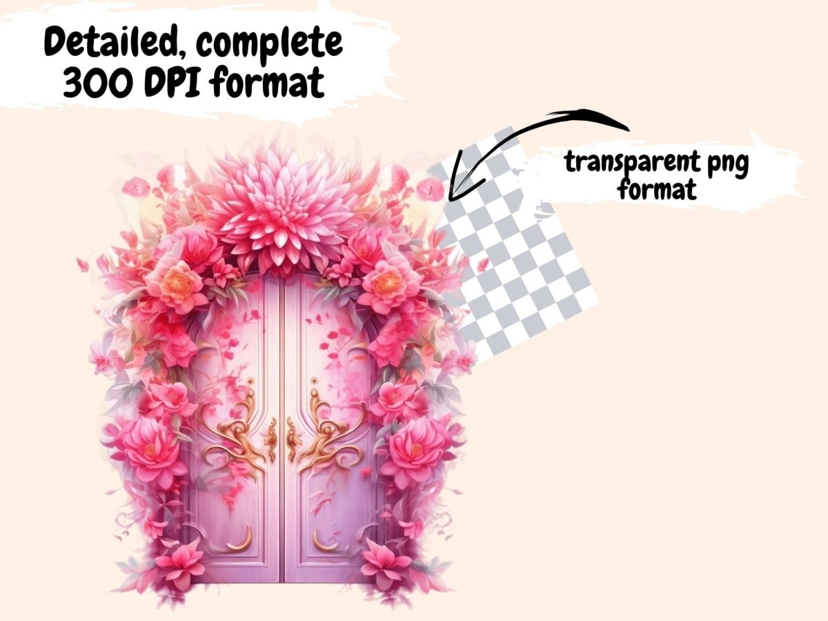 Pink Fairy Doors Watercolor Clipart fairy doors clipart - Wonders Artist