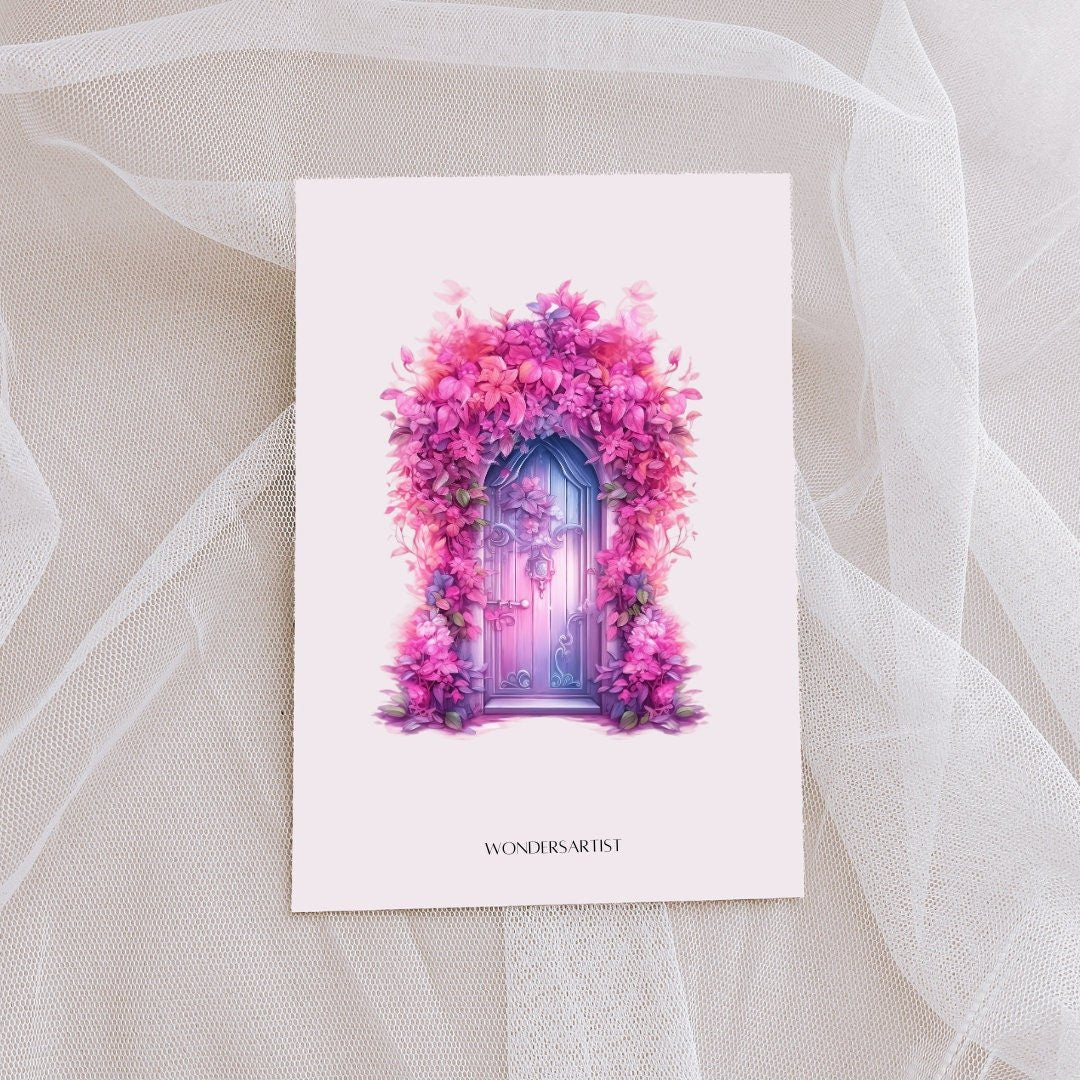 Pink Fairy Doors Watercolor Clipart fairy doors clipart - Wonders Artist