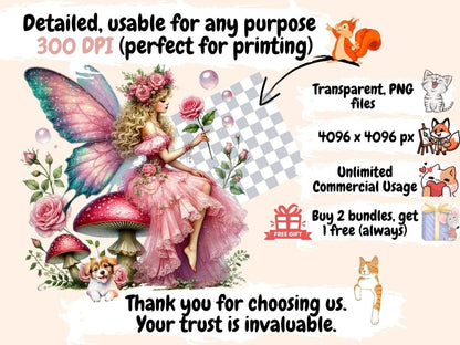 Pink Garden Fairies Clipart Cute fairy art - Wonders Artist