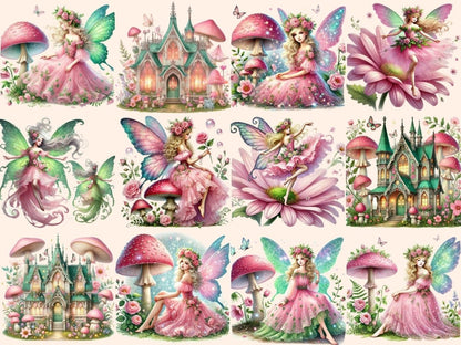 Pink Garden Fairies Clipart Cute fairy art - Wonders Artist