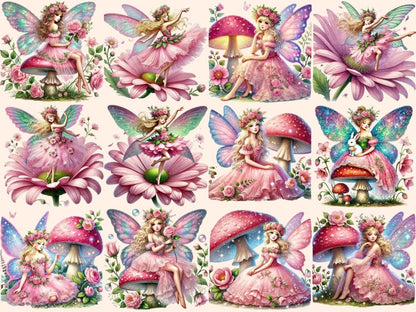 Pink Garden Fairies Clipart Cute fairy art - Wonders Artist