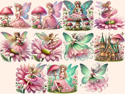 Pink Garden Fairies Clipart Cute fairy art - Wonders Artist
