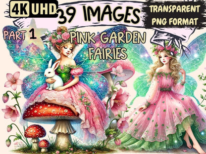 Pink Garden Fairies Clipart Cute fairy art - Wonders Artist
