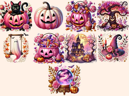Pink Halloween (P2) Clipart Cute Halloween PNG - Wonders Artist