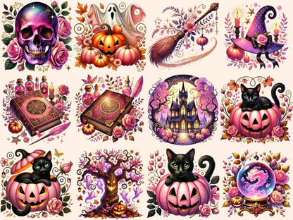 Pink Halloween (P2) Clipart Cute Halloween PNG - Wonders Artist