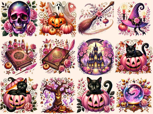 Vaaleanpunainen Halloween (P2) Clipart