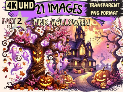Pink Halloween (P2) Clipart Cute Halloween PNG - Wonders Artist