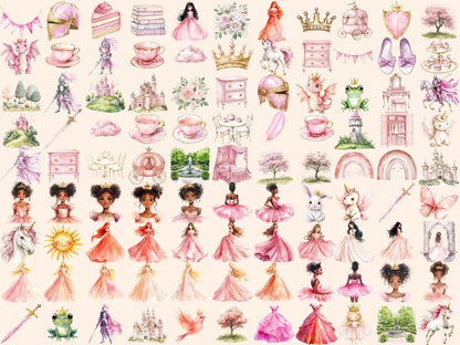 Pink Kingdom Watercolor Clipart Fairy Tale Art PNG - Wonders Artist