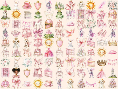 Pink Kingdom Watercolor Clipart Fairy Tale Art PNG - Wonders Artist