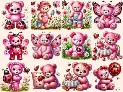 Pink Ladybug Teddies Clipart charming teddie - Wonders Artist