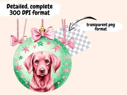 Pink & Mint Green Christmas Ornaments Watercolor Clipart christmas clipart - Wonders Artist