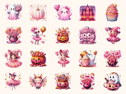 Pink O’Ween Clipart All Bundles Clipart Line Art - WondersArtist