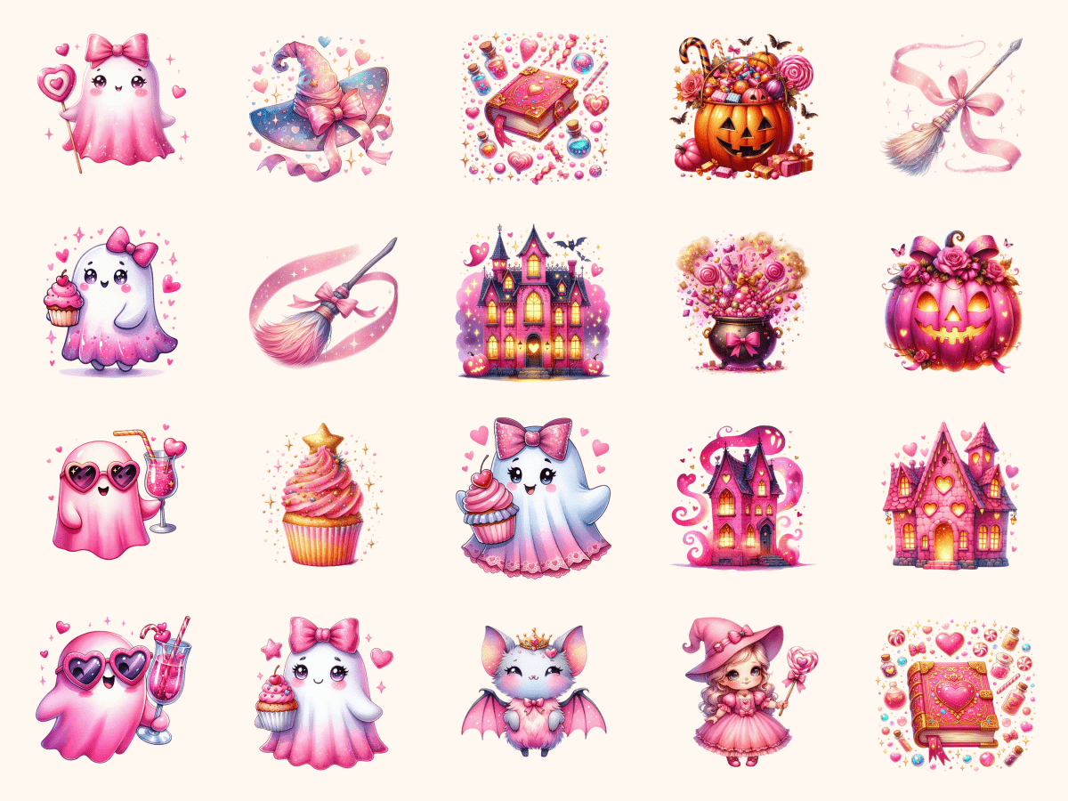 Pink O’Ween Clipart All Bundles Clipart Line Art - WondersArtist