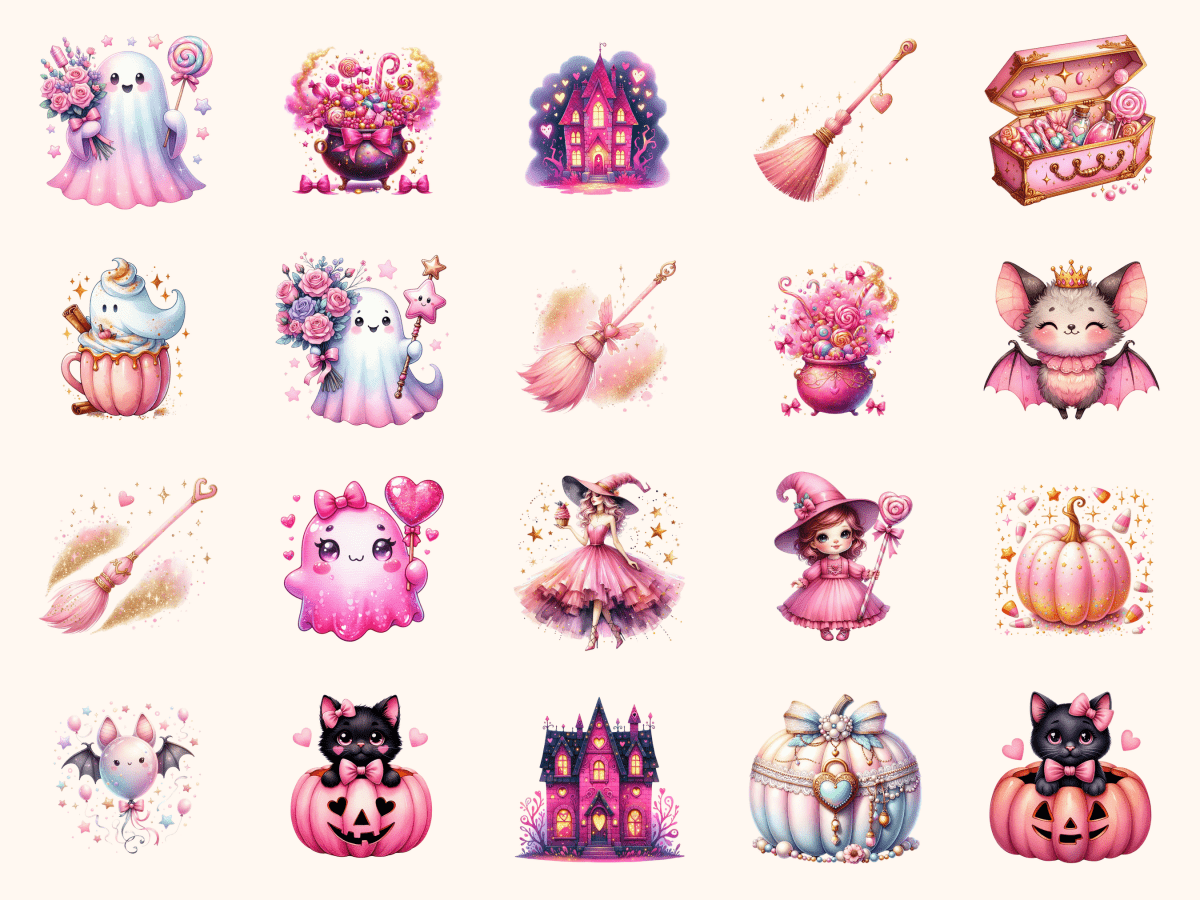 Pink O’Ween Clipart All Bundles Clipart Line Art - WondersArtist