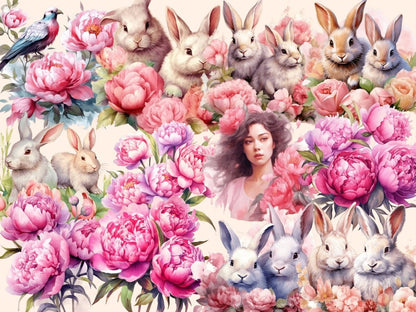 Pink Peonies Watercolor Clipart floral clipart - Wonders Artist