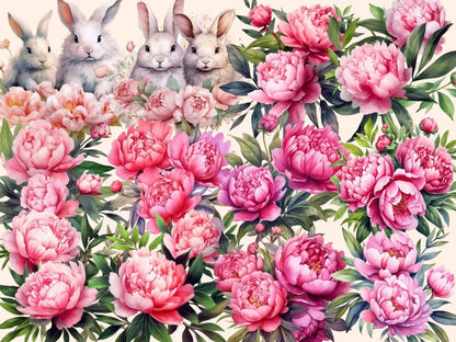 Pink Peonies Watercolor Clipart floral clipart - Wonders Artist