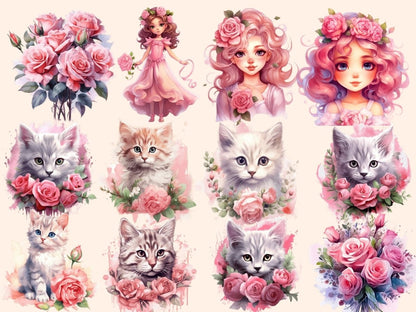 Pink Roses Watercolor Clipart boho rose clipart - Wonders Artist