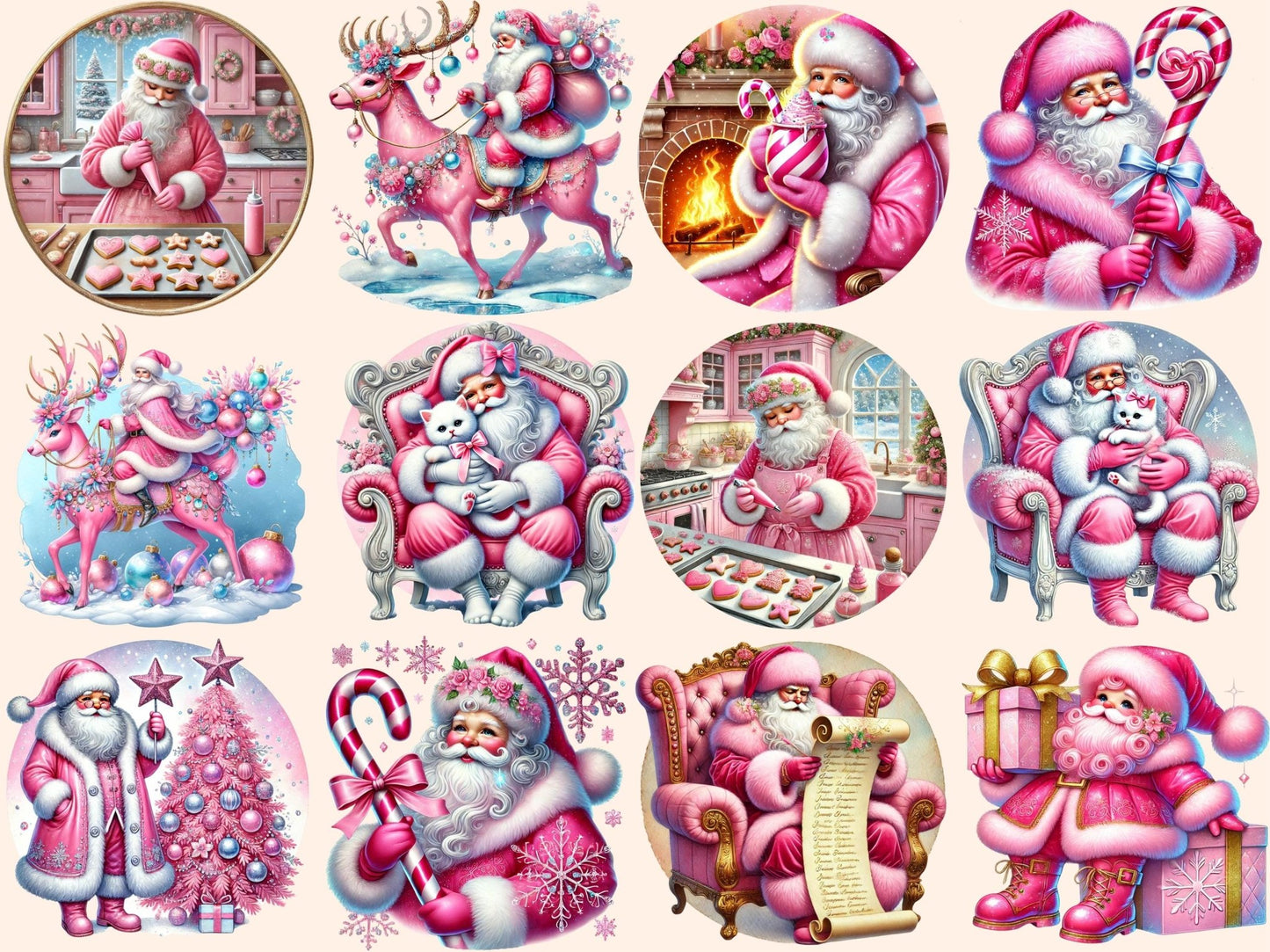 Pink Santa Claus Clipart - High - Quality Instant Digital Download for Creative Projects