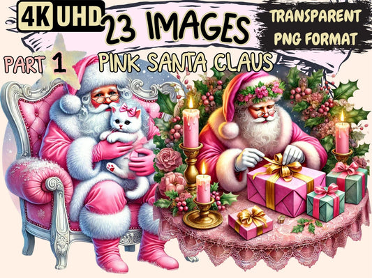 Pink Santa Claus Clipart - High - Quality Instant Digital Download for Creative Projects