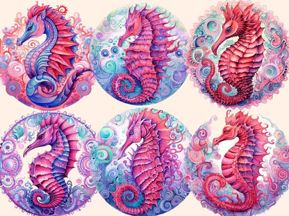 Pink Seahorses Watercolor Clipart pink clipart - Wonders Artist