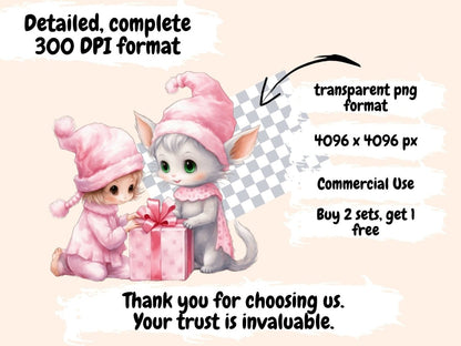 Pink & Silver Christmas Watercolor Clipart baby pink christmas - Wonders Artist