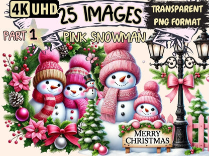 Pink Snowman Clipart Cute Snowman Art - Wonders Artist