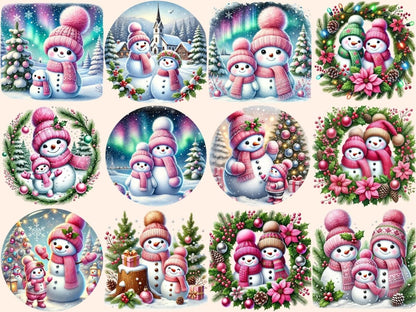 Pink Snowman Clipart Cute Snowman Art - Wonders Artist