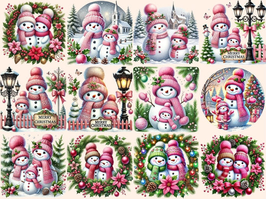 Růžový sněhulák clipart