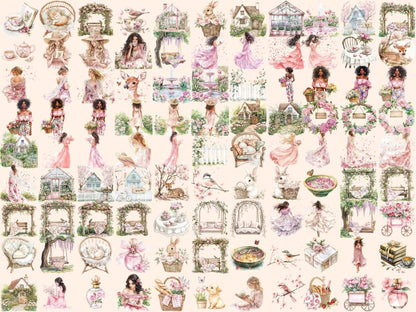 Pink Spring Watercolor Clipart blooming flowers png - Wonders Artist