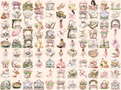 Pink Spring Watercolor Clipart blooming flowers png - Wonders Artist