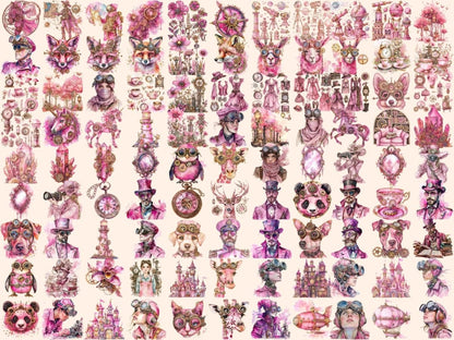 Pink Steampunk Watercolor Clipart girl steampunk png - Wonders Artist