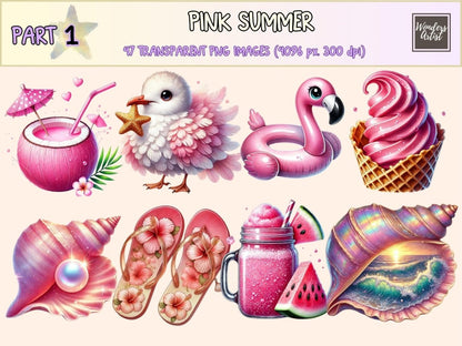Pink Summer Clipart cute summer png - Wonders Artist