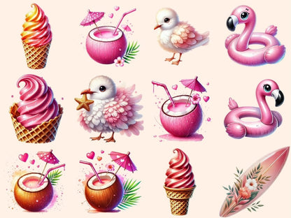 Pink Summer Clipart cute summer png - Wonders Artist