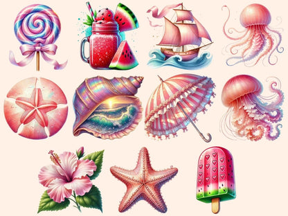 Pink Summer Clipart cute summer png - Wonders Artist