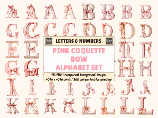 Pink Coquette Bow Alphabet & Numbers