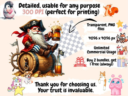Pirate Gnomes Clipart Adventure Gnome Art - Wonders Artist